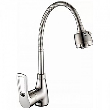 Смеситель ZEGOR для кухни на гайке гибкий гусак SOP4-E045