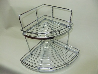 Полка угловая закругленная 2-х яр. 340х320х430 хром (2)